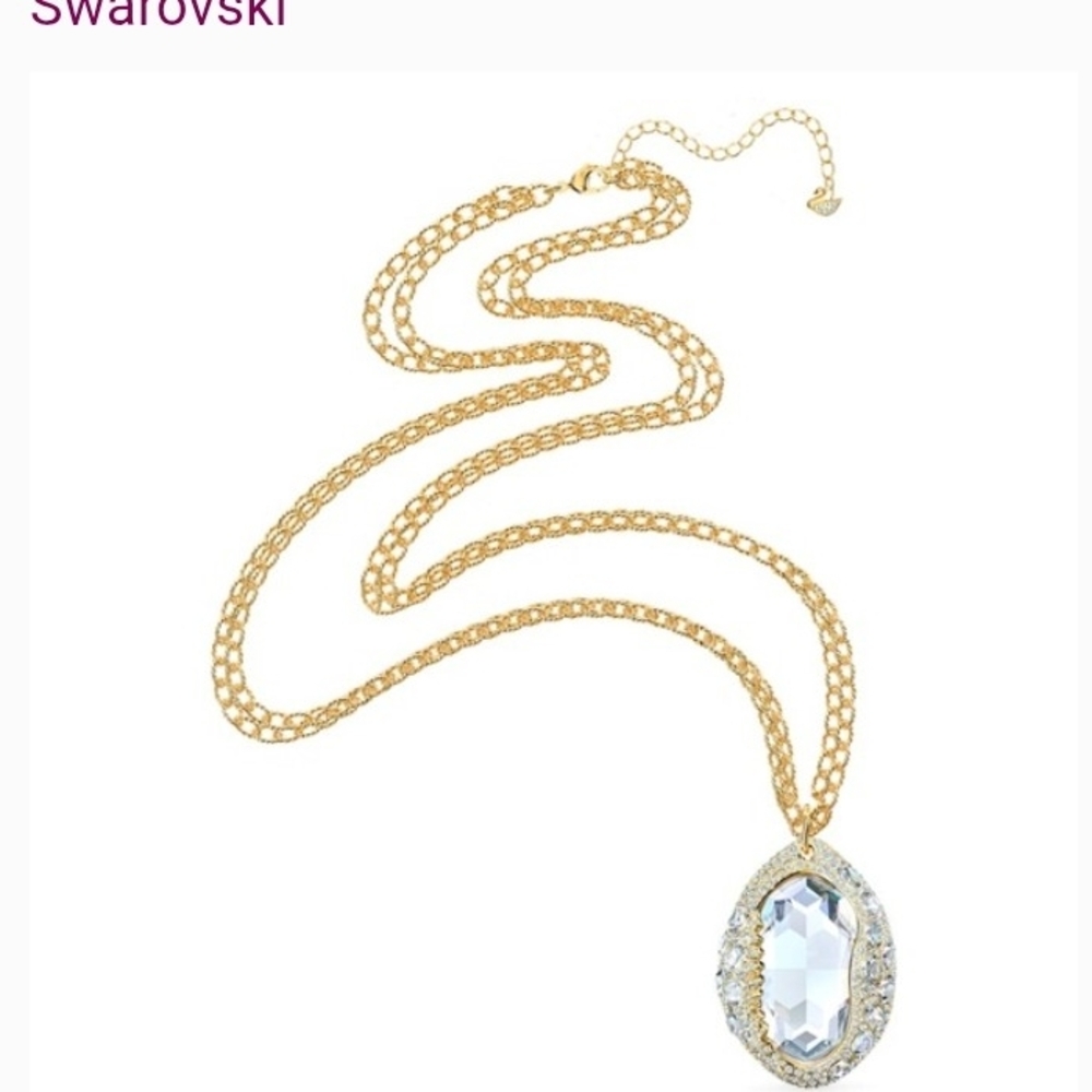 Swarovski Gold Necklace with Clear Crystal Pendant